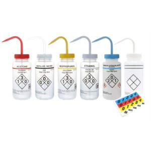 Safety Labeled Self-Venting Wash Bottles